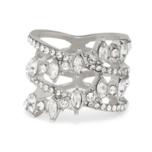 Silver Tone cocktail Ring Size 7 fashion ring